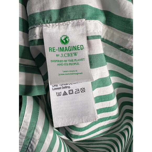 J. Crew Green Striped Cotton Belted Shirtdress Size 6 Button‎ Front Long Sleeve - Picture 4 of 7